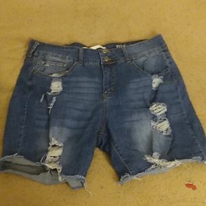 Ripped jean shorts